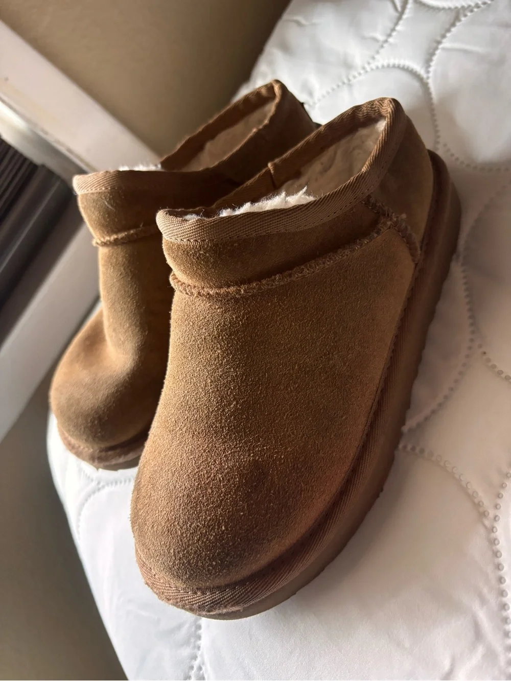 UGG Kids Chestnut Brown Suede Slip-On Slippers